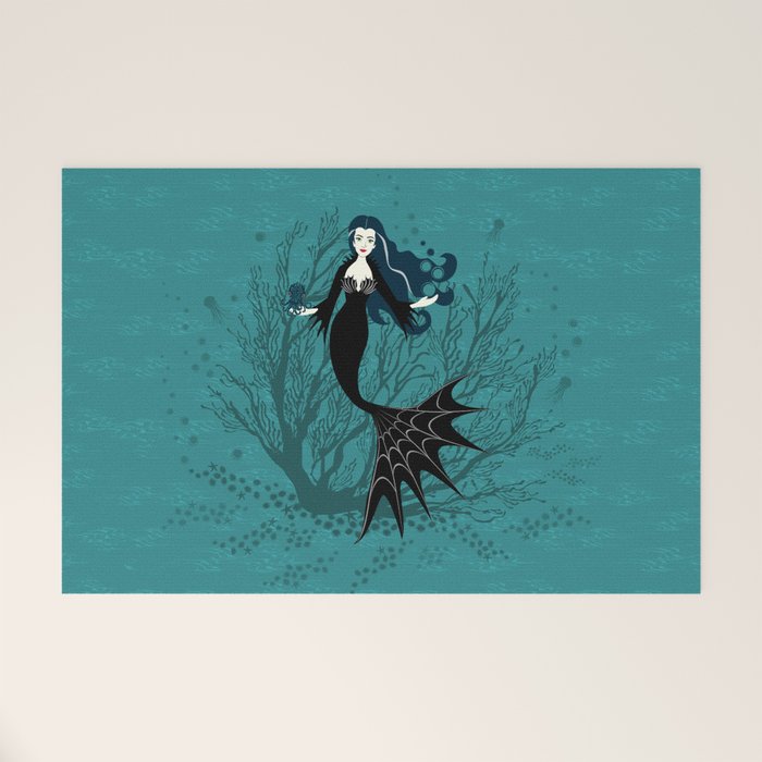 Vampire Mermaid on Aqua Welcome Mat Gallery Image 1