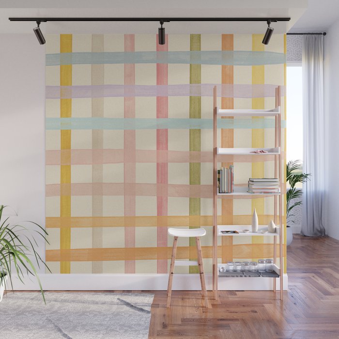 Pastel plaid Wall Mural Gallery Image 1