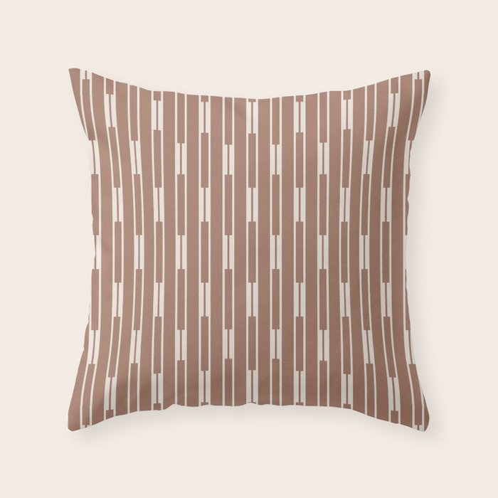 Geo Chain Vertical Block Stripe Pattern Inspired by PANTONE 17 1230 Color of the Year Mocha Mousse Throw Pillow Gallery Image 6