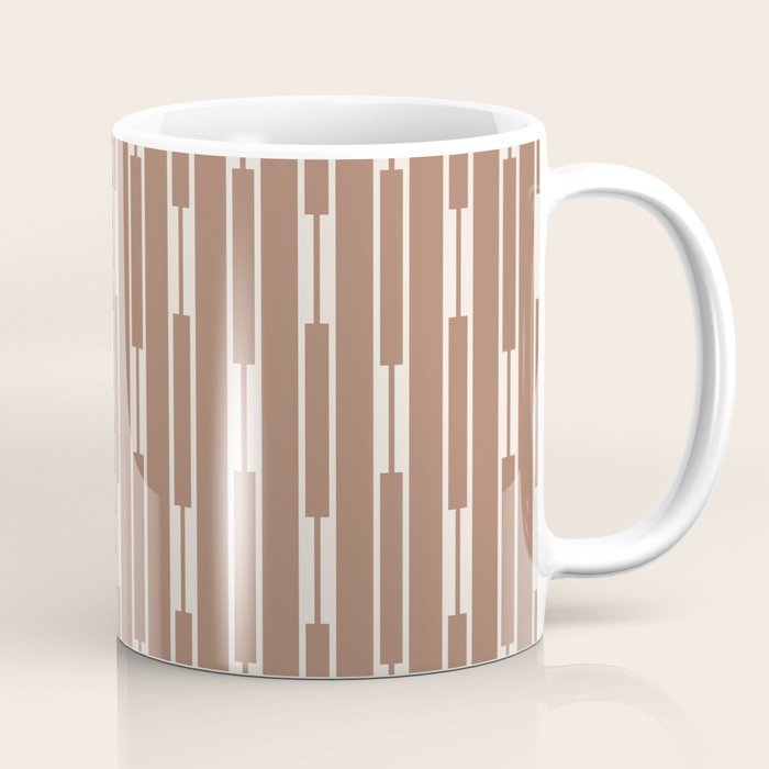Geo Chain Vertical Block Stripe Pattern Inspired by PANTONE 17 1230 Color of the Year Mocha Mousse Coffee Mug Gallery Image 1