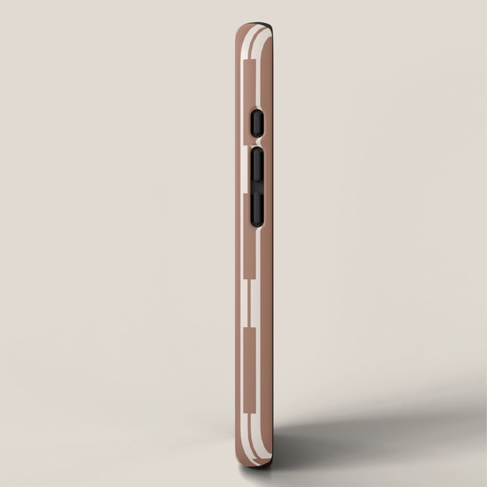 Geo Chain Vertical Block Stripe Pattern Inspired by PANTONE 17 1230 Color of the Year Mocha Mousse iPhone Case Gallery Image 2