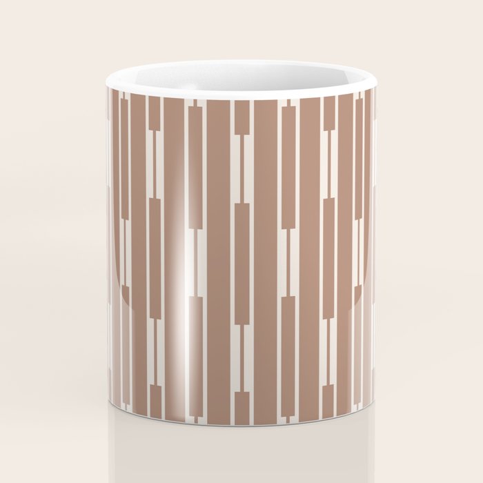 Geo Chain Vertical Block Stripe Pattern Inspired by PANTONE 17 1230 Color of the Year Mocha Mousse Coffee Mug Gallery Image 4