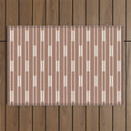 Geo Chain Vertical Block Stripe Pattern Inspired by PANTONE 17 1230 Color of the Year Mocha Mousse Outdoor Rug Gallery Image 1