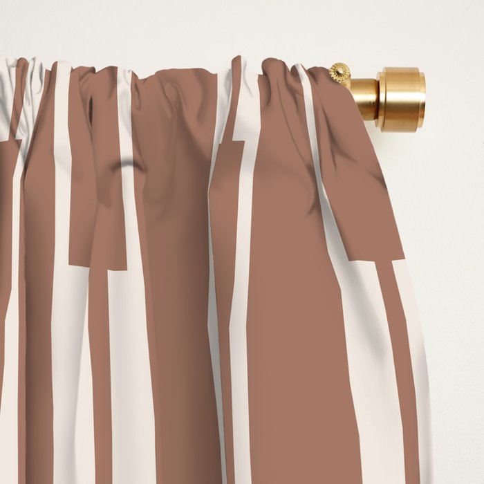 Geo Chain Vertical Block Stripe Pattern Inspired by PANTONE 17 1230 Color of the Year Mocha Mousse Window Curtain Gallery Image 2