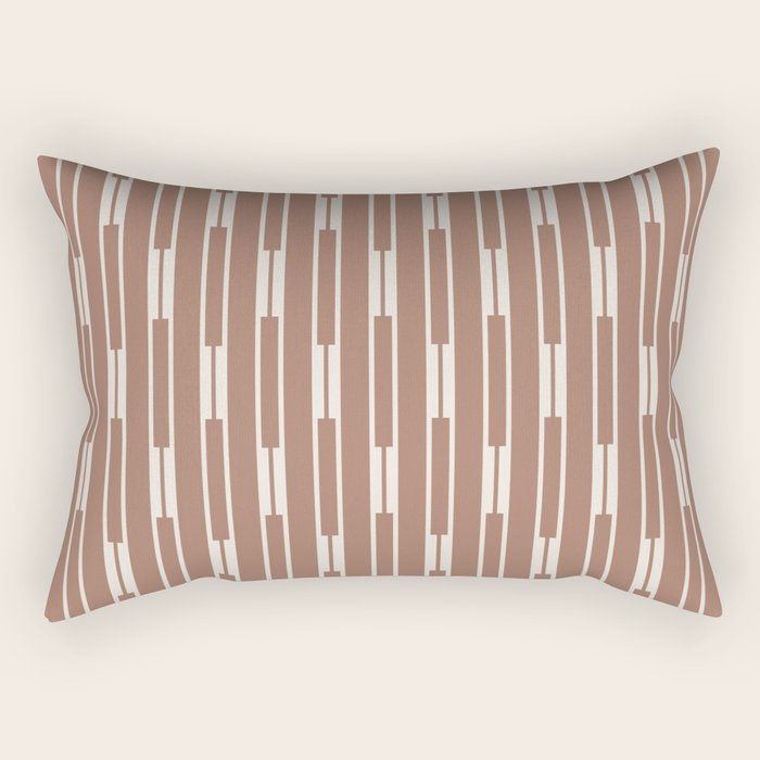 Geo Chain Vertical Block Stripe Pattern Inspired by PANTONE 17 1230 Color of the Year Mocha Mousse Rectangular Pillow Gallery Image 2
