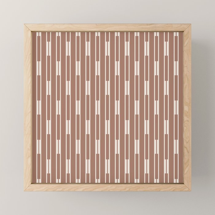Geo Chain Vertical Block Stripe Pattern Inspired by PANTONE 17 1230 Color of the Year Mocha Mousse Mini Art Print Gallery Image 1