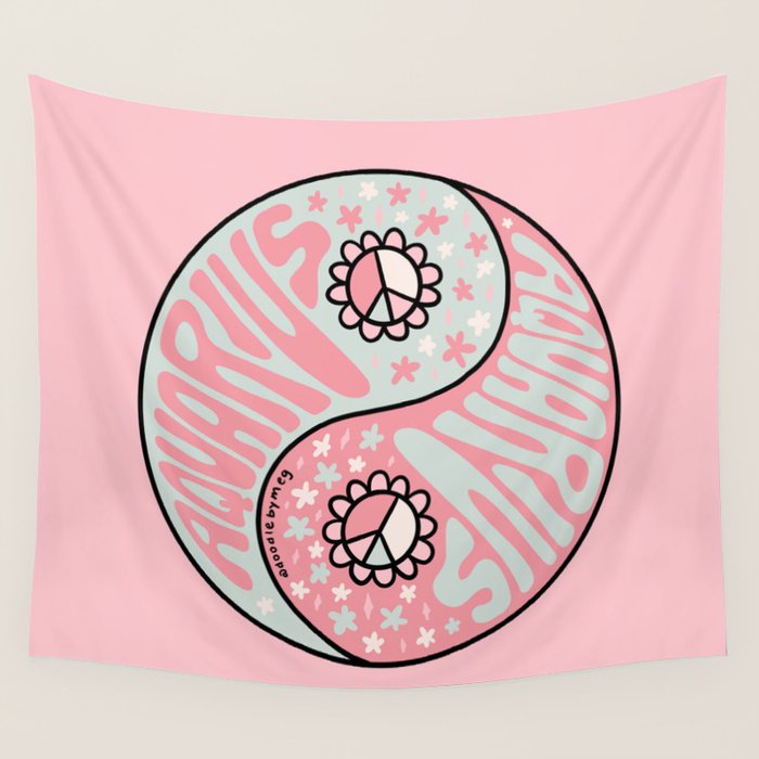 Aquarius Yin Yang Wall Tapestry Gallery Image 4