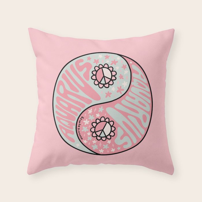 Aquarius Yin Yang Throw Pillow Gallery Image 6