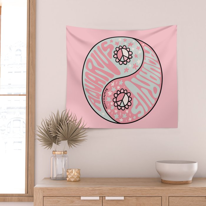 Aquarius Yin Yang Wall Tapestry Gallery Image 2