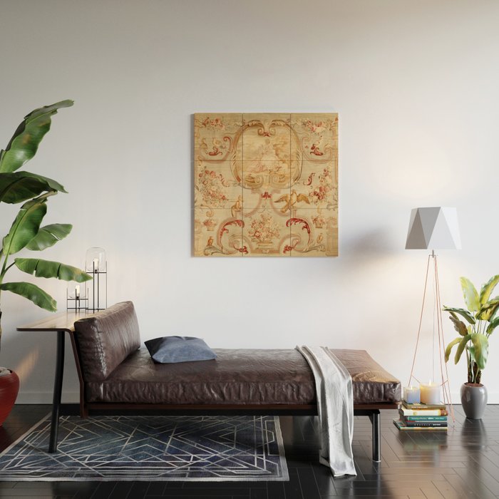Antique 18th Century Romantic Floral French Aubusson Tapestry Wood Wall Art Gallery Image 2