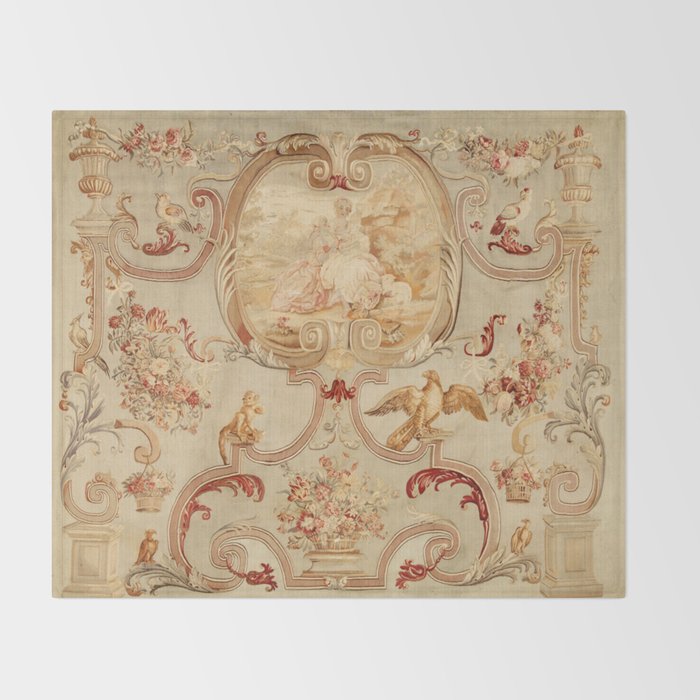 Antique 18th Century Romantic Floral French Aubusson Tapestry Throw Blanket Gallery Image 2