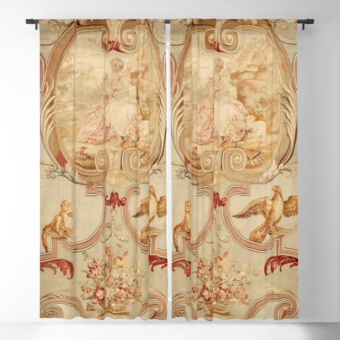 Antique 18th Century Romantic Floral French Aubusson Tapestry Window Curtain Gallery Image 5