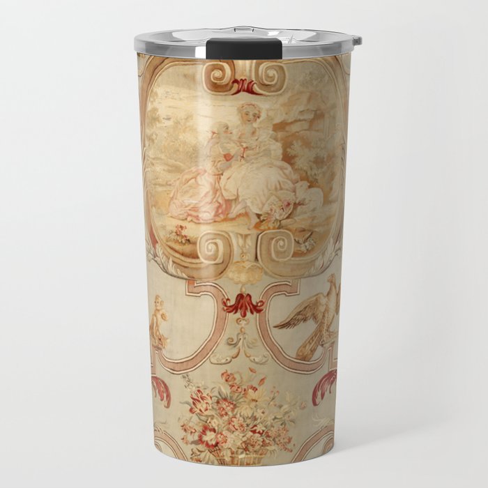 Antique 18th Century Romantic Floral French Aubusson Tapestry Travel Mug Gallery Image 1