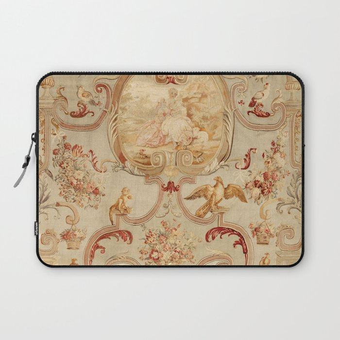 Antique 18th Century Romantic Floral French Aubusson Tapestry Laptop Sleeve Gallery Image 1