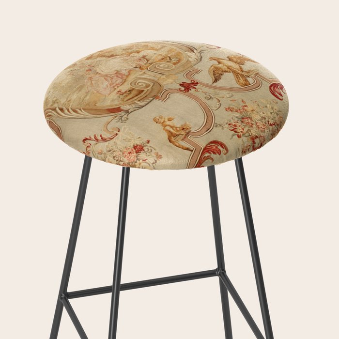 Antique 18th Century Romantic Floral French Aubusson Tapestry Stool Gallery Image 2