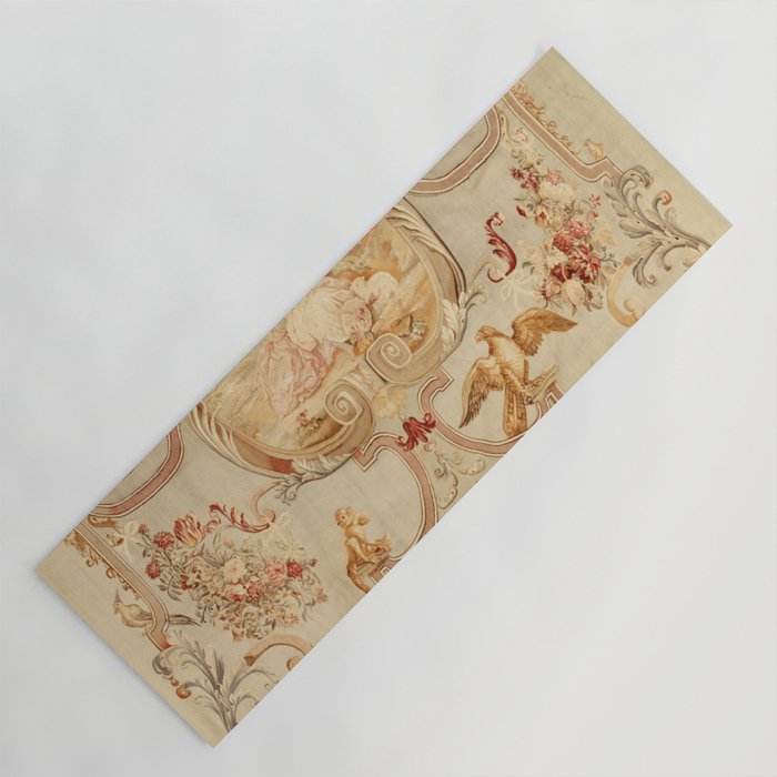 Antique 18th Century Romantic Floral French Aubusson Tapestry Yoga Mat Gallery Image 1