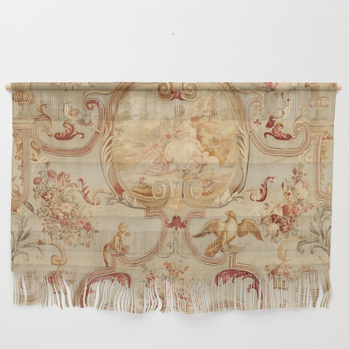 Antique 18th Century Romantic Floral French Aubusson Tapestry Wall Hanging Gallery Image 1
