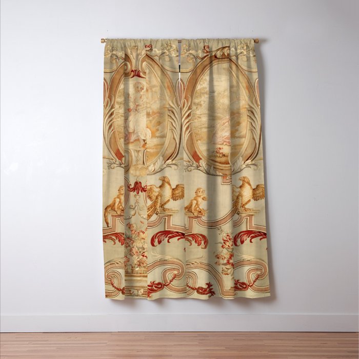 Antique 18th Century Romantic Floral French Aubusson Tapestry Window Curtain Gallery Image 3