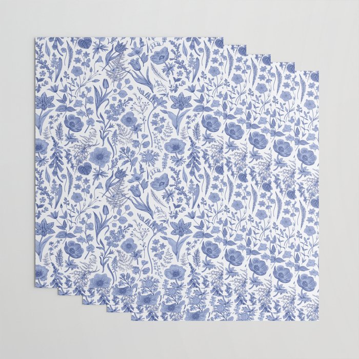 Meadow Magic Blooming Blue & White Wild Flower Floral Wrapping Paper Gallery Image 3