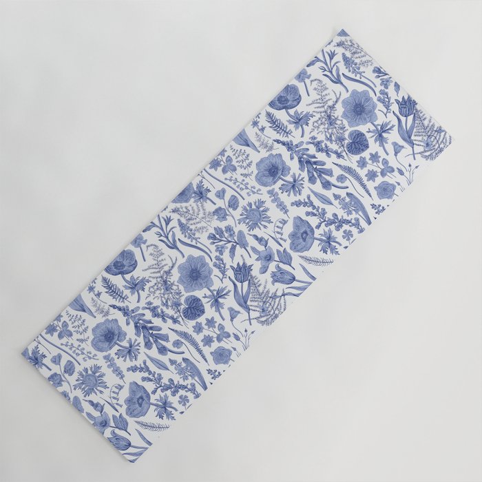 Meadow Magic Blooming Blue & White Wild Flower Floral Yoga Mat Gallery Image 1