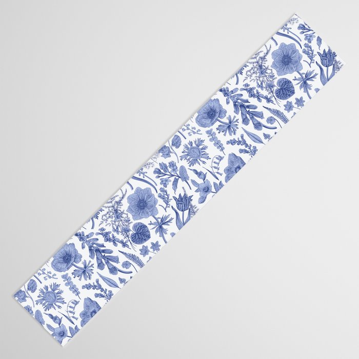 Meadow Magic Blooming Blue & White Wild Flower Floral Table Runner Gallery Image 3