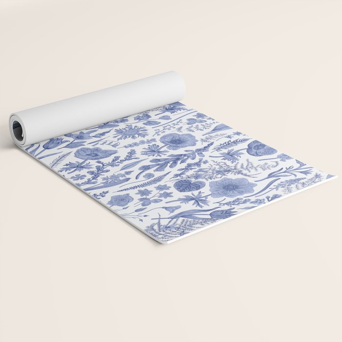 Meadow Magic Blooming Blue & White Wild Flower Floral Yoga Mat Gallery Image 2