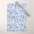 Meadow Magic Blooming Blue & White Wild Flower Floral Wrapping Paper Gallery Image 1