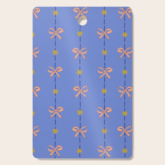 Cute Hair Bows & Stars in Sky Blue & Peach Cutting Board Gallery Image 1