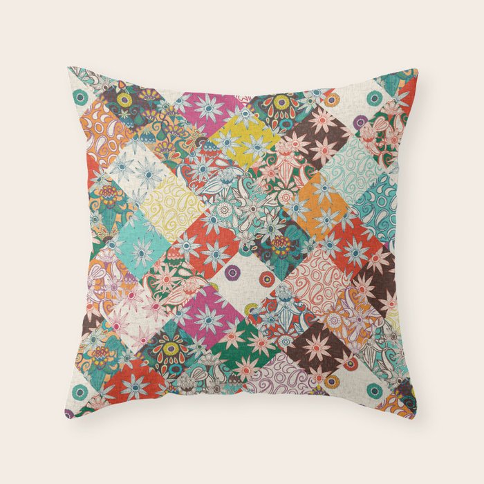 sarilmak patchwork Throw Pillow Gallery Image 1