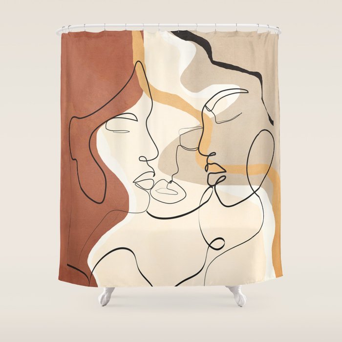 Developed Faces 01 Shower Curtain Gallery Image 1