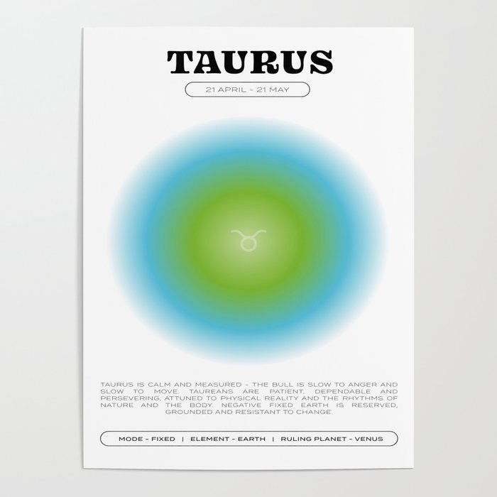 Taurus Zodiac Aura Print Poster Gallery Image 4