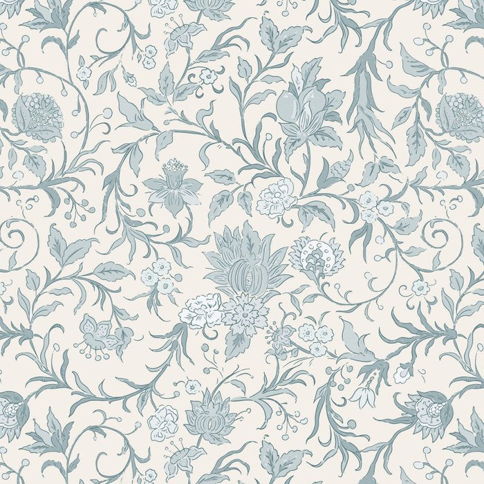 Hand Drawn Jacobean Floral - Teal Beige Coffee Mug Gallery Image 2