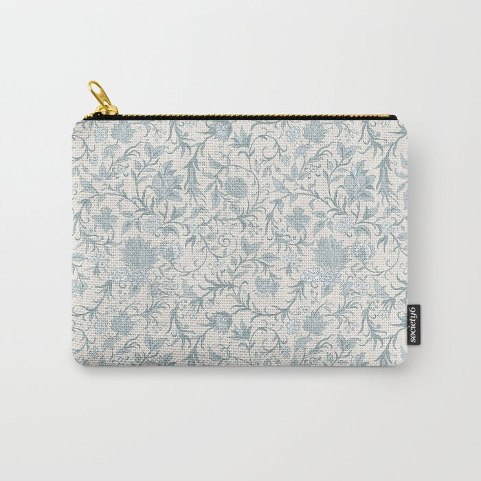Hand Drawn Jacobean Floral - Teal Beige Carry All Pouch Gallery Image 1