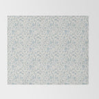 Hand Drawn Jacobean Floral - Teal Beige Throw Blanket Gallery Image 2