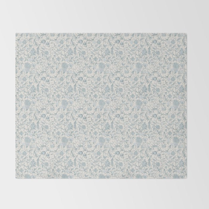 Hand Drawn Jacobean Floral - Teal Beige Throw Blanket Gallery Image 2