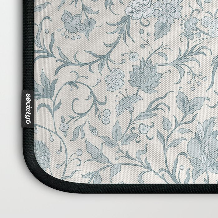 Hand Drawn Jacobean Floral - Teal Beige Laptop Sleeve Gallery Image 3