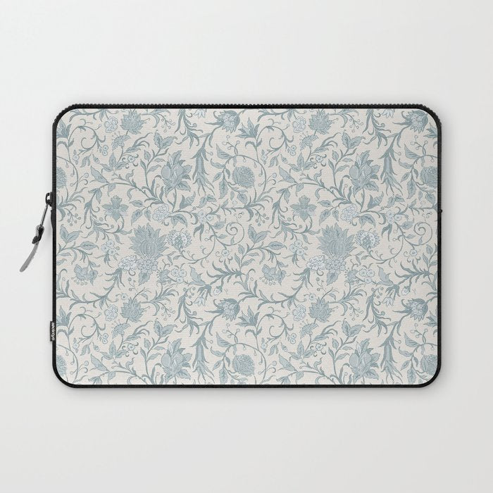 Hand Drawn Jacobean Floral - Teal Beige Laptop Sleeve Gallery Image 1