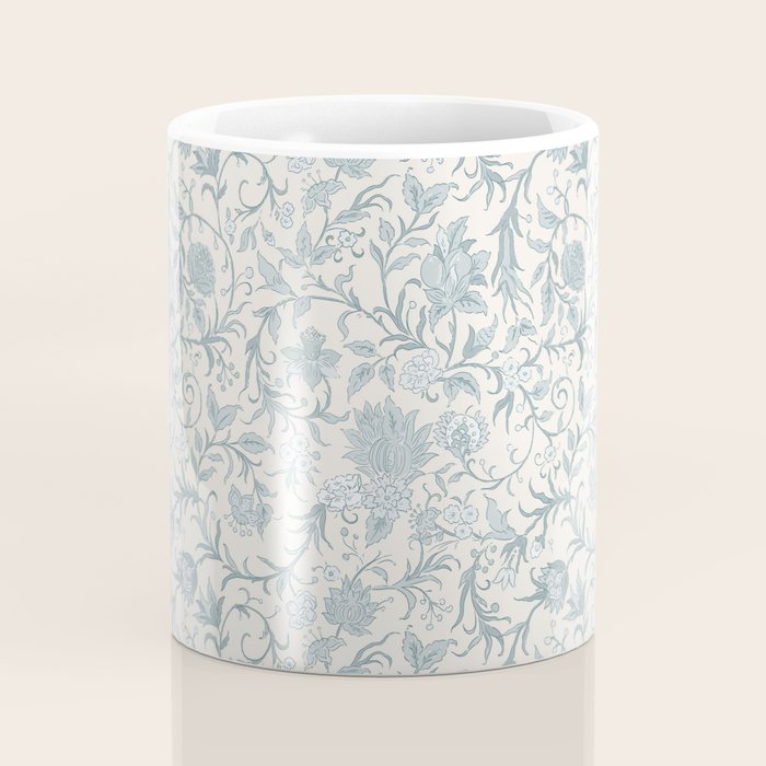 Hand Drawn Jacobean Floral - Teal Beige Coffee Mug Gallery Image 4