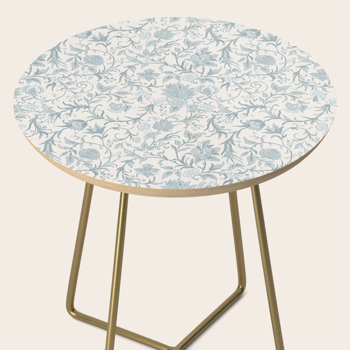 Hand Drawn Jacobean Floral - Teal Beige Side Table Gallery Image 2