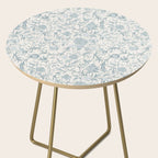 Hand Drawn Jacobean Floral - Teal Beige Side Table Gallery Image 2
