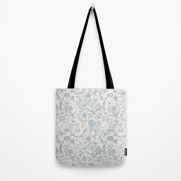 Hand Drawn Jacobean Floral - Teal Beige Tote Bag Gallery Image 2