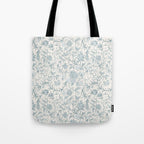 Hand Drawn Jacobean Floral - Teal Beige Tote Bag Gallery Image 1