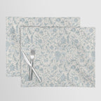 Hand Drawn Jacobean Floral - Teal Beige Placemat Gallery Image 1