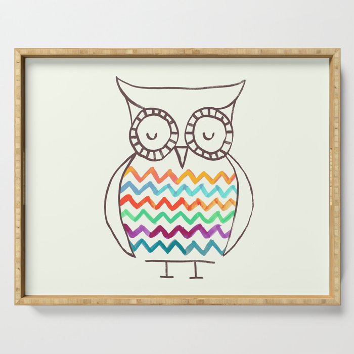 Chevron Owl Serving Tray Gallery Image 1