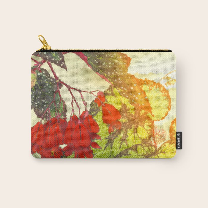 Deep Within - Flowers in the Mist -  Ukiyo Nature Landscape  in Red, Green, Yellow & Orange Carry All Pouch Gallery Image 1