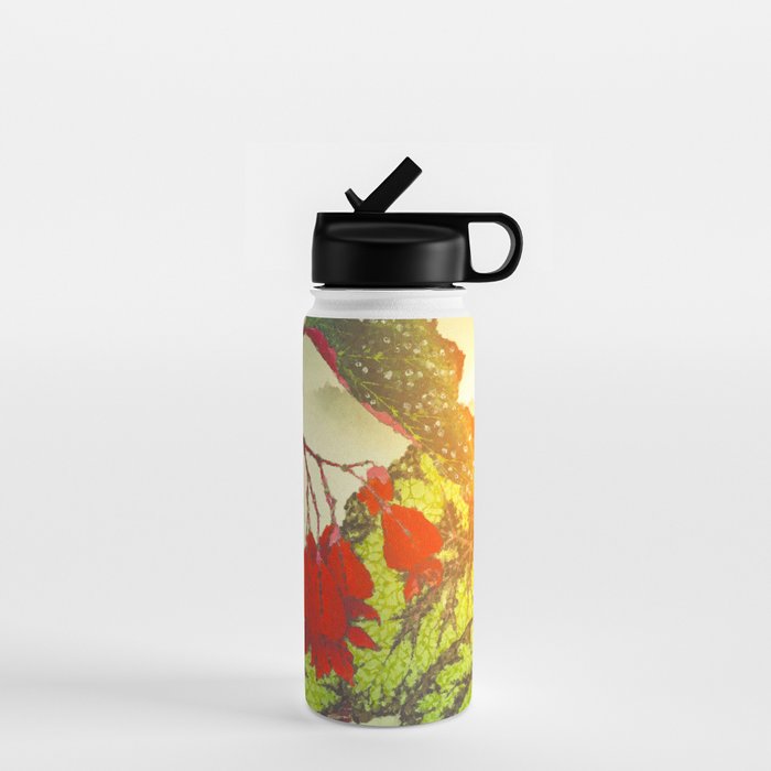 Deep Within - Flowers in the Mist -  Ukiyo Nature Landscape  in Red, Green, Yellow & Orange Water Bottle Gallery Image 1