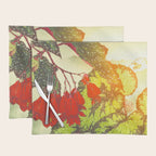 Deep Within - Flowers in the Mist -  Ukiyo Nature Landscape  in Red, Green, Yellow & Orange Placemat Gallery Image 1