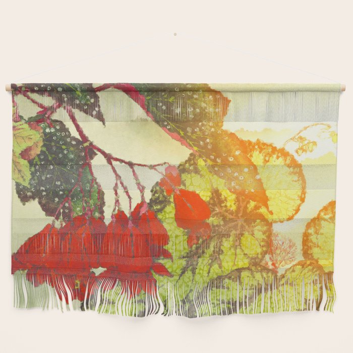 Deep Within - Flowers in the Mist -  Ukiyo Nature Landscape  in Red, Green, Yellow & Orange Wall Hanging Gallery Image 1
