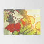 Deep Within - Flowers in the Mist -  Ukiyo Nature Landscape  in Red, Green, Yellow & Orange Rug Gallery Image 2