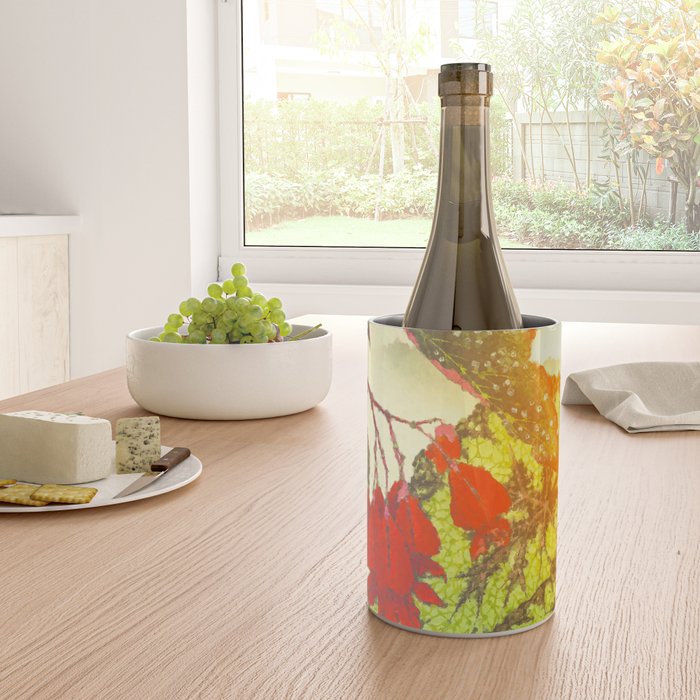 Deep Within - Flowers in the Mist -  Ukiyo Nature Landscape  in Red, Green, Yellow & Orange Wine Chiller Gallery Image 4